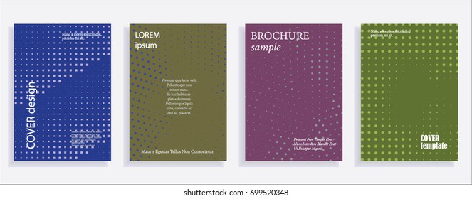 Minimalistic cover design templates. Layout set for covers of books, albums, notebooks, reports, magazines. Star, dot halftone gradient effect, flat modern abstract design Geometric mock-up texture