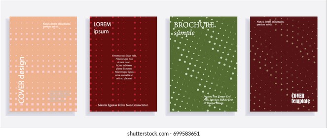 Minimalistic cover design templates. Layout set for covers of books, albums, notebooks, reports, magazines. Star, dot halftone gradient effect, flat modern abstract design Geometric mock-up texture