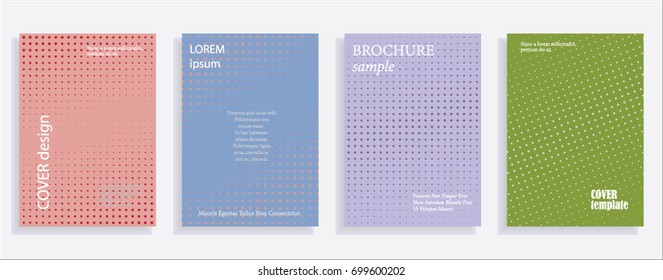 Minimalistic cover design templates. Layout set for covers of books, albums, notebooks, reports, magazines. Star, dot halftone gradient effect, flat modern abstract design Geometric mock-up texture