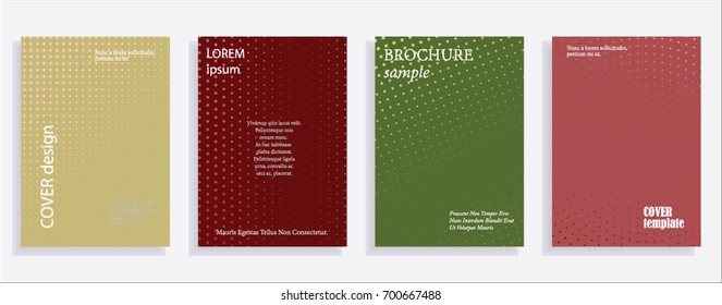 Minimalistic cover design templates. Layout set for covers of books, albums, notebooks, reports, magazines. Star, dot halftone gradient effect, flat modern abstract design Geometric mock-up texture