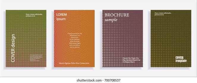 Minimalistic cover design templates. Layout set for covers of books, albums, notebooks, reports, magazines. Star, dot halftone gradient effect, flat modern abstract design Geometric mock-up texture