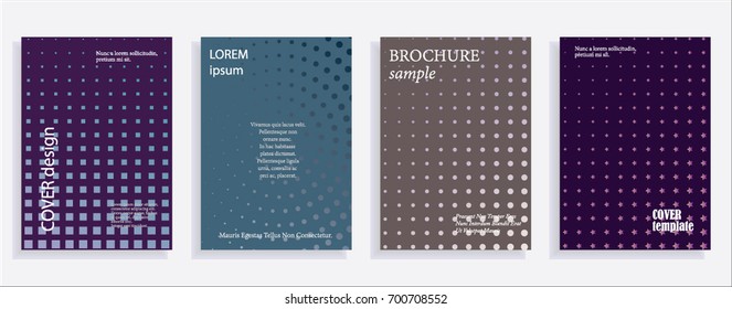 Minimalistic cover design templates. Layout set for covers of books, albums, notebooks, reports, magazines. Star, dot halftone gradient effect, flat modern abstract design Geometric mock-up texture
