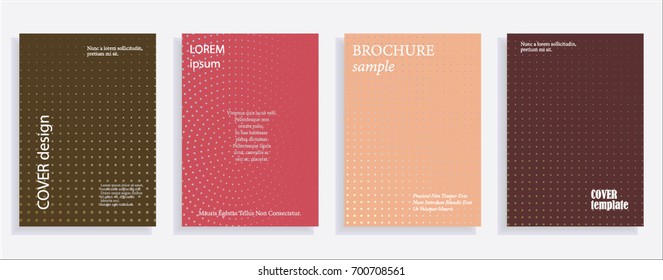 Minimalistic cover design templates. Layout set for covers of books, albums, notebooks, reports, magazines. Star, dot halftone gradient effect, flat modern abstract design Geometric mock-up texture