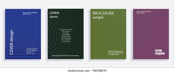 Minimalistic cover design templates. Layout set for covers of books, albums, notebooks, reports, magazines. Star, dot halftone gradient effect, flat modern abstract design Geometric mock-up texture