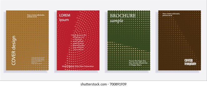 Minimalistic cover design templates. Layout set for covers of books, albums, notebooks, reports, magazines. Star, dot halftone gradient effect, flat modern abstract design Geometric mock-up texture