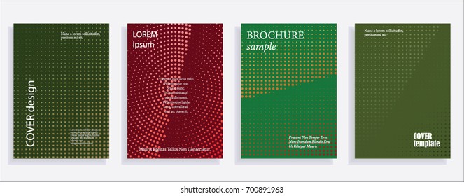 Minimalistic cover design templates. Layout set for covers of books, albums, notebooks, reports, magazines. Star, dot halftone gradient effect, flat modern abstract design Geometric mock-up texture