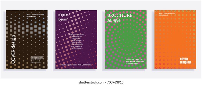 Minimalistische Cover-Design-Vorlagen. Layout Set für Cover von Büchern, Alben, Notebooks, Berichten, Magazinen. Stern, Punkt-Halbfone-Farbverlauf-Effekt, flaches, modernes abstraktes Design Geometrisches Muster für die Textur