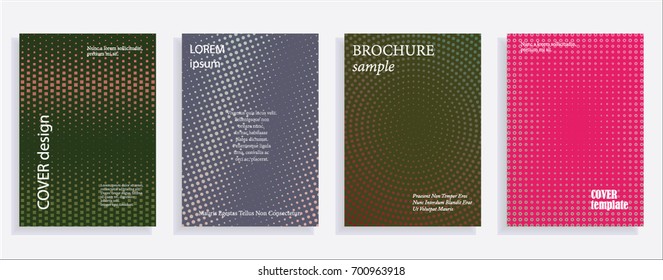 Minimalistic cover design templates. Layout set for covers of books, albums, notebooks, reports, magazines. Star, dot halftone gradient effect, flat modern abstract design Geometric mock-up texture