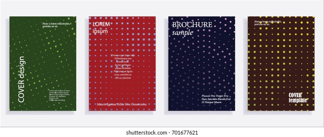 Minimalistic cover design templates. Layout set for covers of books, albums, notebooks, reports, magazines. Star, dot halftone gradient effect, flat modern abstract design Geometric mock-up texture