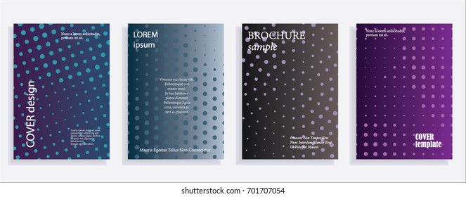 Minimalistic cover design templates. Layout set for covers of books, albums, notebooks, reports, magazines. Star, dot halftone gradient effect, flat modern abstract design Geometric mock-up texture