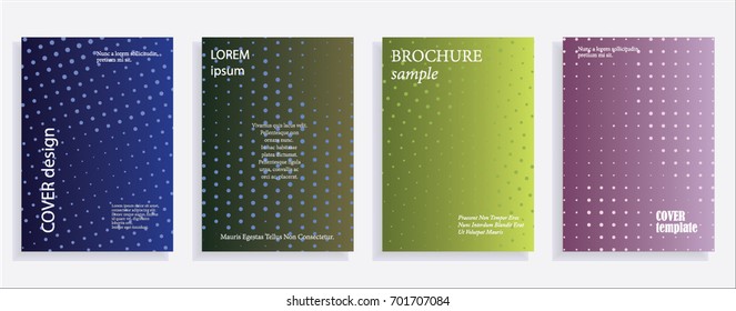 Minimalistic cover design templates. Layout set for covers of books, albums, notebooks, reports, magazines. Star, dot halftone gradient effect, flat modern abstract design Geometric mock-up texture