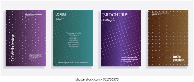 Minimalistic cover design templates. Layout set for covers of books, albums, notebooks, reports, magazines. Star, dot halftone gradient effect, flat modern abstract design Geometric mock-up texture