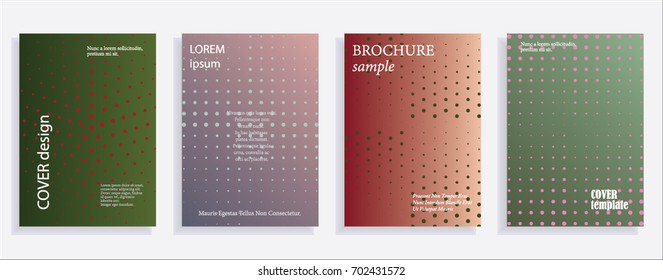 Minimalistic cover design templates. Layout set for covers of books, albums, notebooks, reports, magazines. Star, dot halftone gradient effect, flat modern abstract design Geometric mock-up texture