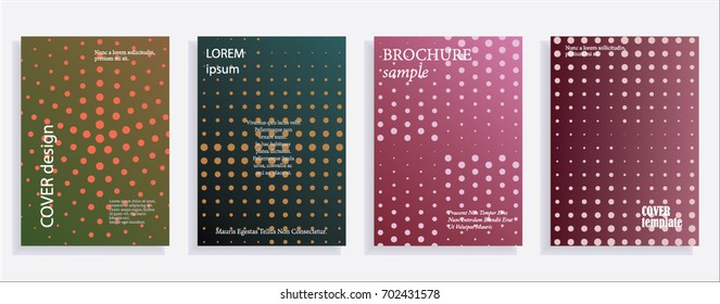 Minimalistic cover design templates. Layout set for covers of books, albums, notebooks, reports, magazines. Star, dot halftone gradient effect, flat modern abstract design Geometric mock-up texture