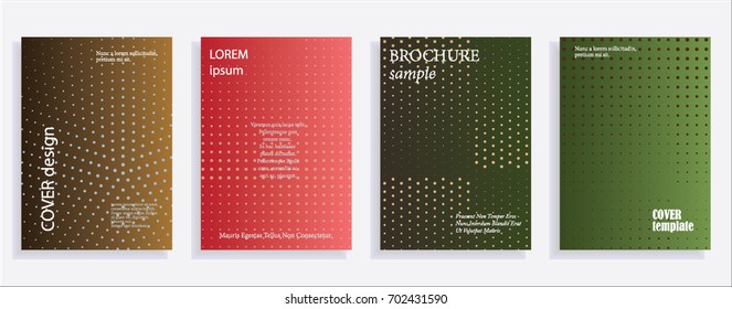 Minimalistic cover design templates. Layout set for covers of books, albums, notebooks, reports, magazines. Star, dot halftone gradient effect, flat modern abstract design Geometric mock-up texture