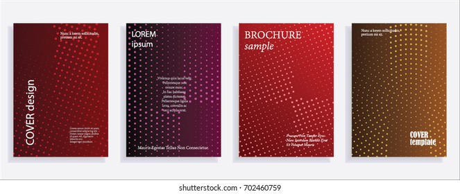 Minimalistic cover design templates. Layout set for covers of books, albums, notebooks, reports, magazines. Star, dot halftone gradient effect, flat modern abstract design Geometric mock-up texture