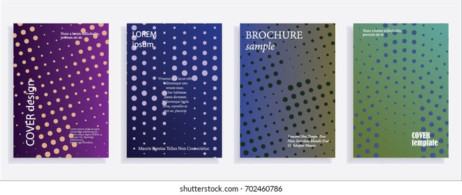 Minimalistic cover design templates. Layout set for covers of books, albums, notebooks, reports, magazines. Star, dot halftone gradient effect, flat modern abstract design Geometric mock-up texture