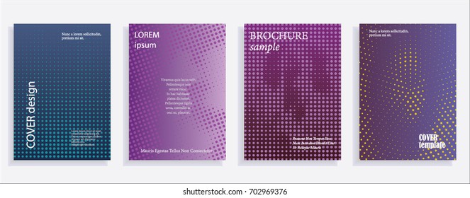 Minimalistic cover design templates. Layout set for covers of books, albums, notebooks, reports, magazines. Star, dot halftone gradient effect.
