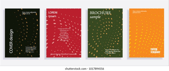 Minimalistic cover design templates. Set of layouts for covers, books, albums, notebooks, reports, magazines. Line dot halftone gradient effect, flat modern abstract design. Geometric mock-up texture