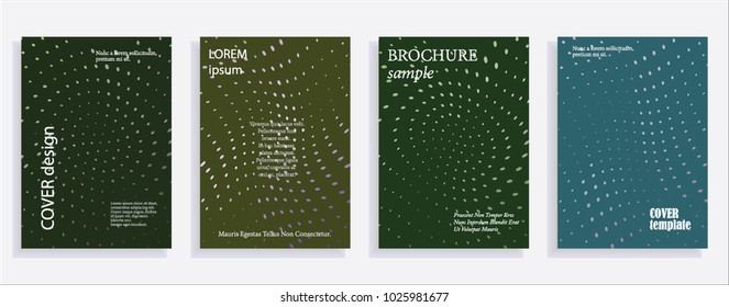 Minimalistic cover design templates. Set of layouts for covers, books, albums, notebooks, reports, magazines. Line dot halftone gradient effect, flat modern abstract design. Geometric mock-up texture