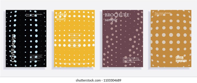 Minimalistic cover design templates. Set of layouts for covers, books, albums, notebooks, reports, magazines. Line dot halftone gradient effect, flat modern abstract design. Geometric mock-up texture