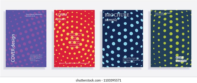Minimalistic cover design templates. Set of layouts for covers, books, albums, notebooks, reports, magazines. Line dot halftone gradient effect, flat modern abstract design. Geometric mock-up texture