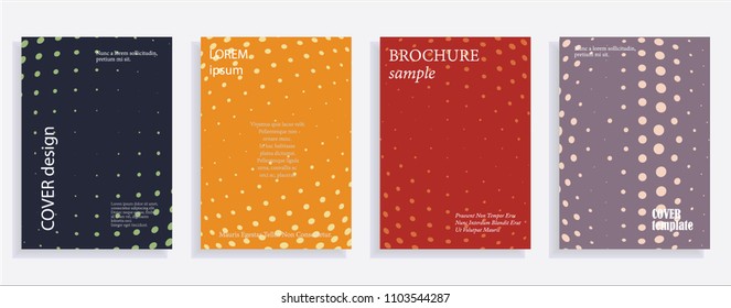 Minimalistic cover design templates. Set of layouts for covers, books, albums, notebooks, reports, magazines. Line dot halftone gradient effect, flat modern abstract design. Geometric mock-up texture