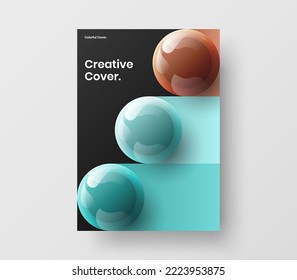 Minimalistic cover design vector layout. Premium 3D spheres leaflet concept.