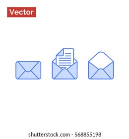 Minimalistic cover with letter flat icons set