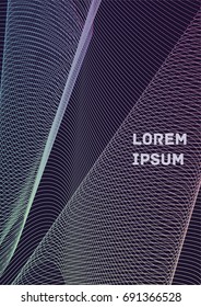 Minimalistic Cover Template. Design of Irregularly Shaped Curves. Abstract Geometric Pattern. Can be used for Posters, Business Cards, Book Covers and Magazines, Brochures.  A4 Format.