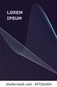 Minimalistic Cover Template. Design of Irregularly Shaped Lines. Abstract Geometric Pattern. Can be used for Posters, Business Cards, Book Covers and Magazines, Brochures.  A4 Format. Vector 10 Eps