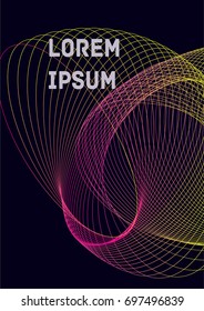 Minimalistic Cover Template. Design of Irregularly Shaped Lines. Colorful Abstract Geometric Pattern on Dark Blue Background. Template for Posters, Business Cards,Book Covers and Magazines, Brochures.
