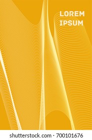 Minimalistic Cover Template. Design of Irregularly Shaped Lines. Yellow Abstract Geometric Pattern. Template for Posters, Business Cards, Book Covers and Magazines, Brochures. Vector Illustration.