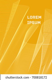 Minimalistic Cover Template. Design of Irregularly Shaped Lines. Yellow Abstract Geometric Pattern. Template for Posters, Business Cards, Book Covers and Magazines, Brochures. Vector Illustration.