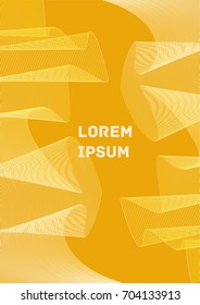 Minimalistic Cover Template. Design of Irregularly Shaped Lines. Yellow Abstract Geometric Pattern. Template for Posters, Business Cards, Book Covers and Magazines, Brochures. Vector Illustration.