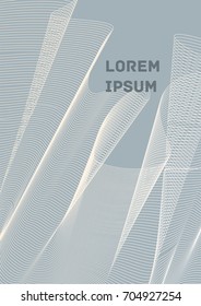 Minimalistic Cover Template. Design of Irregularly Shaped Lines. Gray Abstract Geometric Pattern. Template for Posters, Business Cards, Book Covers and Magazines, Brochures. Vector Illustration.