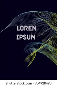 Minimalistic Cover Template. Design of Irregularly Shaped Lines. Colorful Abstract Geometric Pattern on Dark Blue Background. Template for Posters, Business Cards,Book Covers and Magazines, Brochures.