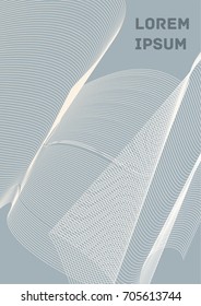 Minimalistic Cover Template. Design of Irregularly Shaped Lines. Gray Abstract Geometric Pattern. Template for Posters, Business Cards, Book Covers and Magazines, Brochures. Vector Illustration.