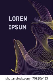 Minimalistic Cover Template. Design of Irregularly Shaped Lines. Colorful Abstract Geometric Pattern on Dark Blue Background. Template for Posters, Business Cards,Book Covers and Magazines, Brochures.