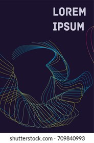 Minimalistic Cover Template. Design of Irregularly Shaped Lines. Colorful Abstract Geometric Pattern on Dark Blue Background. Template for Posters, Business Cards,Book Covers and Magazines, Brochures.