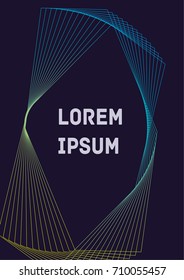 Minimalistic Cover Template. Design of Irregularly Shaped Lines. Colorful Abstract Geometric Pattern on Dark Blue Background. Template for Posters, Business Cards,Book Covers and Magazines, Brochures.