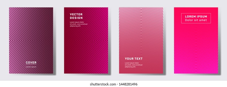 Minimalistic covers linear design. Geometric lines patterns with edges, angles. Abstract backgrounds for notepads, notice paper covers. Line shapes patterns, header elements. Annual report covers.