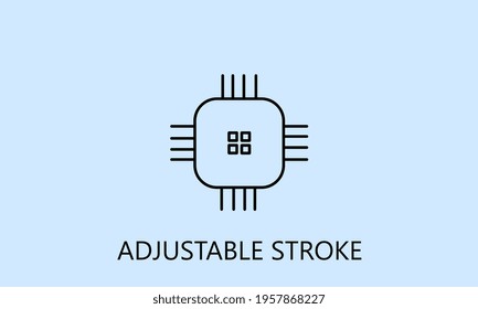 minimalistic CPU icon, logo or symbol with fully ajustable strokes