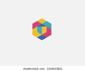 Minimalistic creative bright logo badge geometric geometric shapes for your company