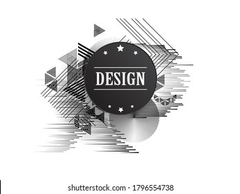 Minimalistic Creative concept . Flat style . Geometric lines and design elements form unusual shape . Vector abstract background . Dynamic banner .