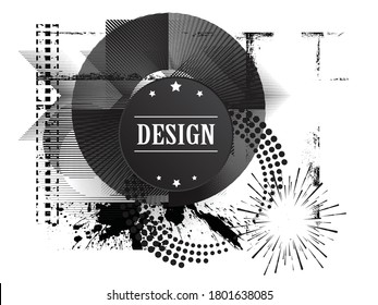 Minimalistic Creative concept . Flat style . Geometric lines and design textured elements form unusual shape . Vector abstract grunge background . Dynamic banner .
