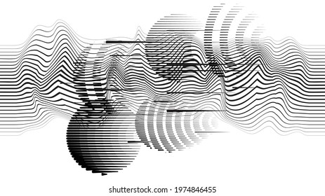 Minimalistic Creative concept . Flat style . Geometric lines and design elements form unusual shape . Vector abstract background . Dynamic banner with stripes
.