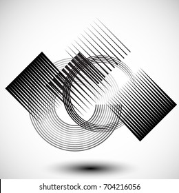Minimalistic Creative concept . Flat style . Geometric lines and design elements form unusual shape . Vector abstract background . Dynamic banner with stripes
.