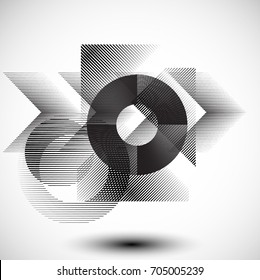 Minimalistic Creative concept . Flat style . Geometric lines and design elements form unusual shape . Vector abstract background . Dynamic banner with stripes
.