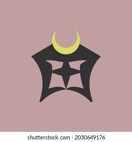 minimalistic crescent ninja mask, vector illustration suitable for logos, icons, mascots, etc.